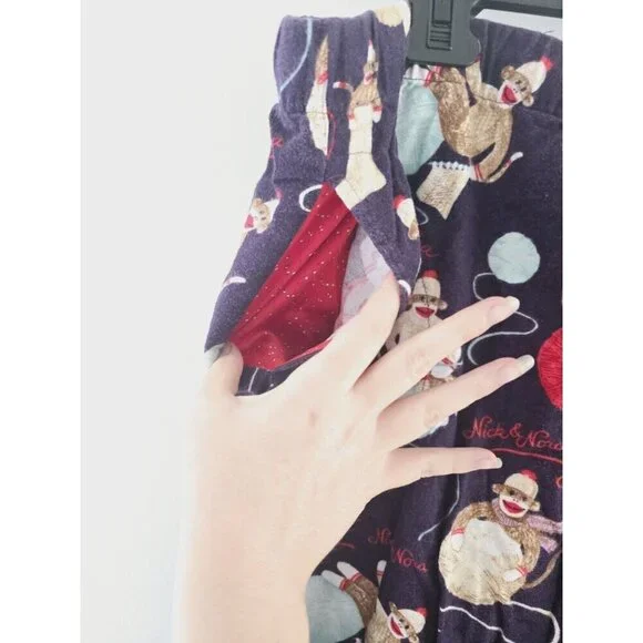 Nick & Nora Monkey Yarn Cotton Purple Flannel Christmas Sleep Pajamas Set XXL 2X - Picture 9 of 9